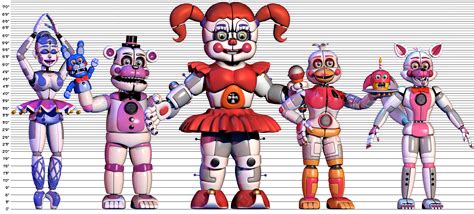 all of the sister location characters|sister location character heights.